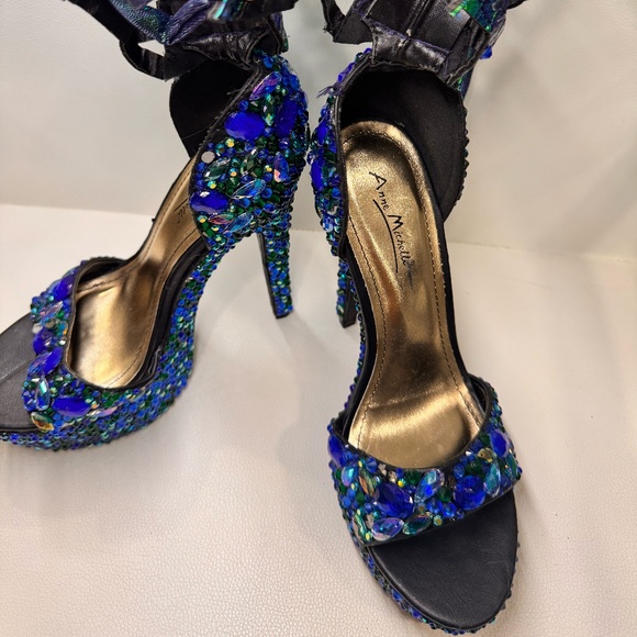 Stunning Blue Satin Competition Sandals – 7.5” High with 2” Platform - Picture 3 of 11